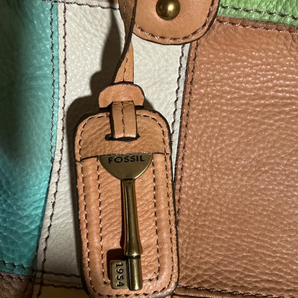 Fossil Patchwork Full Leather/ Suede Shoulder Bag - image 3